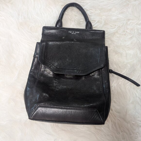 rag & bone Mini Pilot Backpack | Black Italian Lamb Leather - Picture 1 of 11
